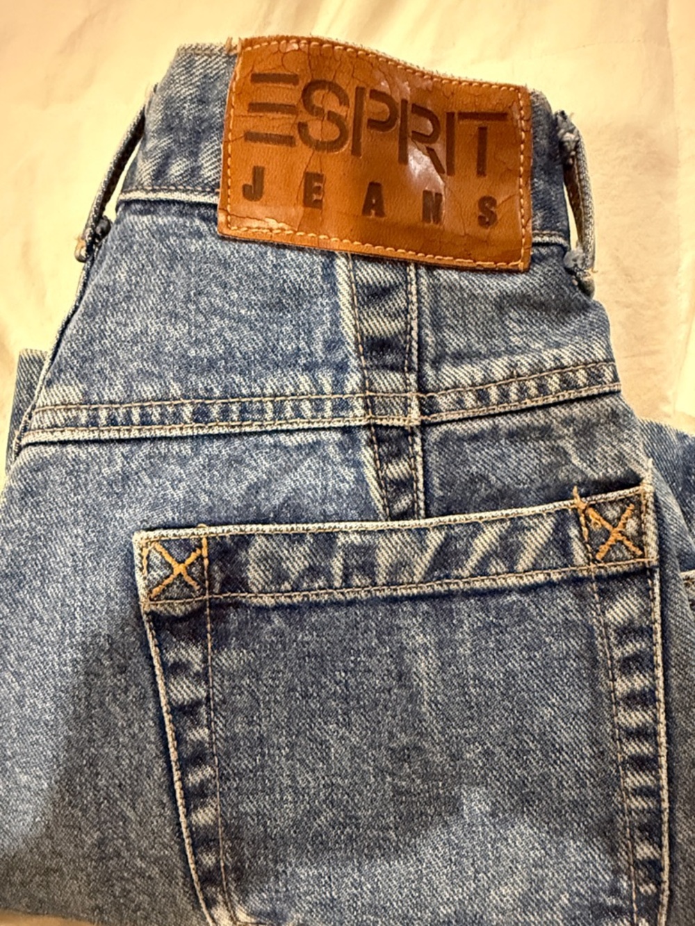 Esprit Vintage-Style High Waist Denim Shorts in Blue Wash